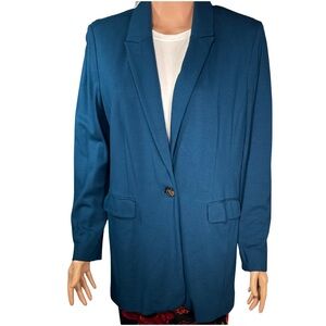 J.Jill Wearever Collection Teal Blue Longline Knit Blazer – Size M